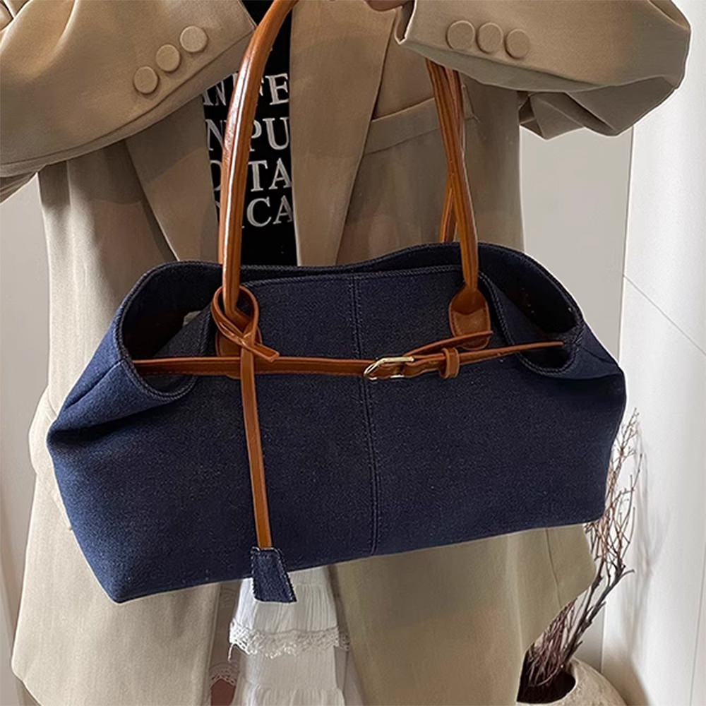 color block denim belted bag boogzel clothing