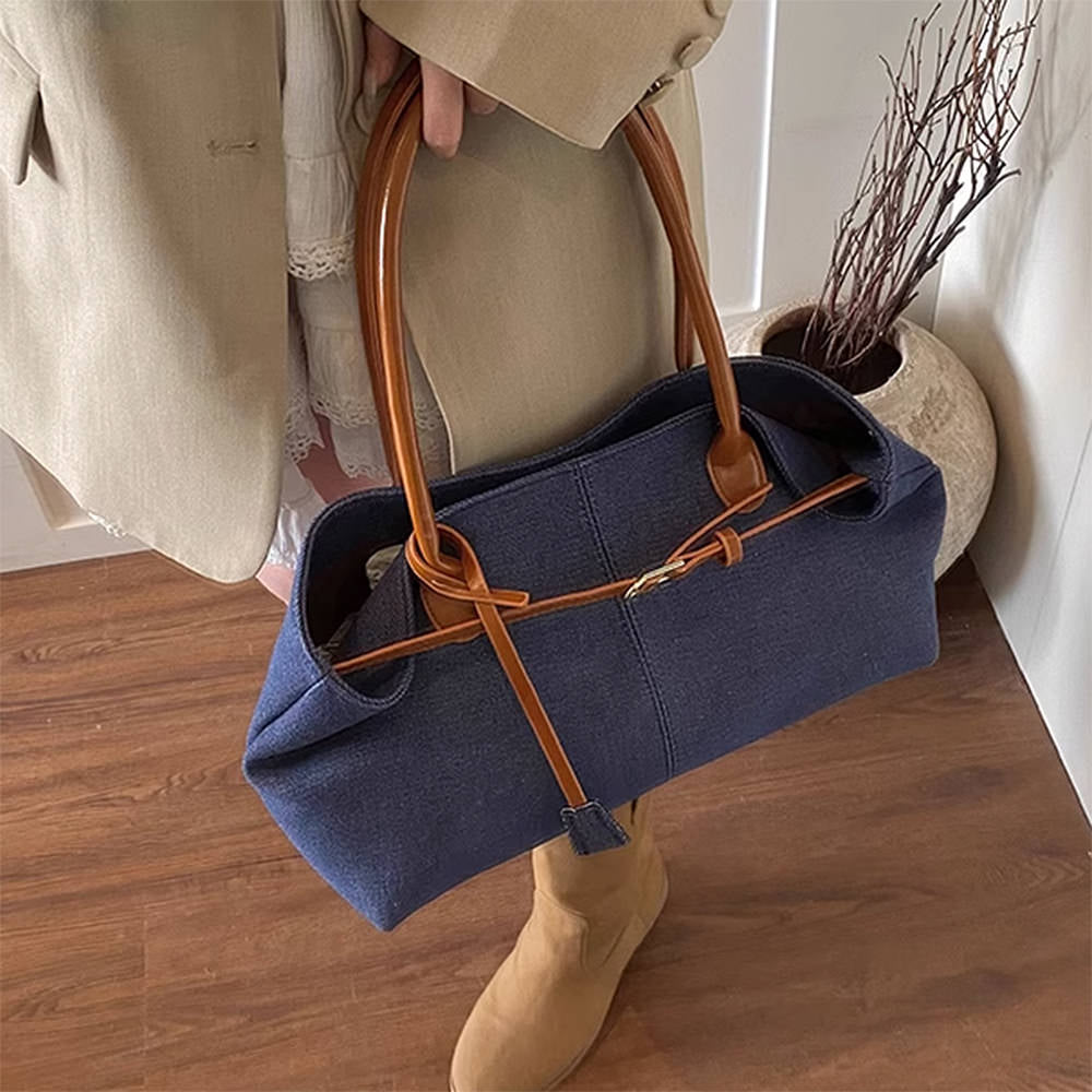 color block denim belted bag boogzel clothing