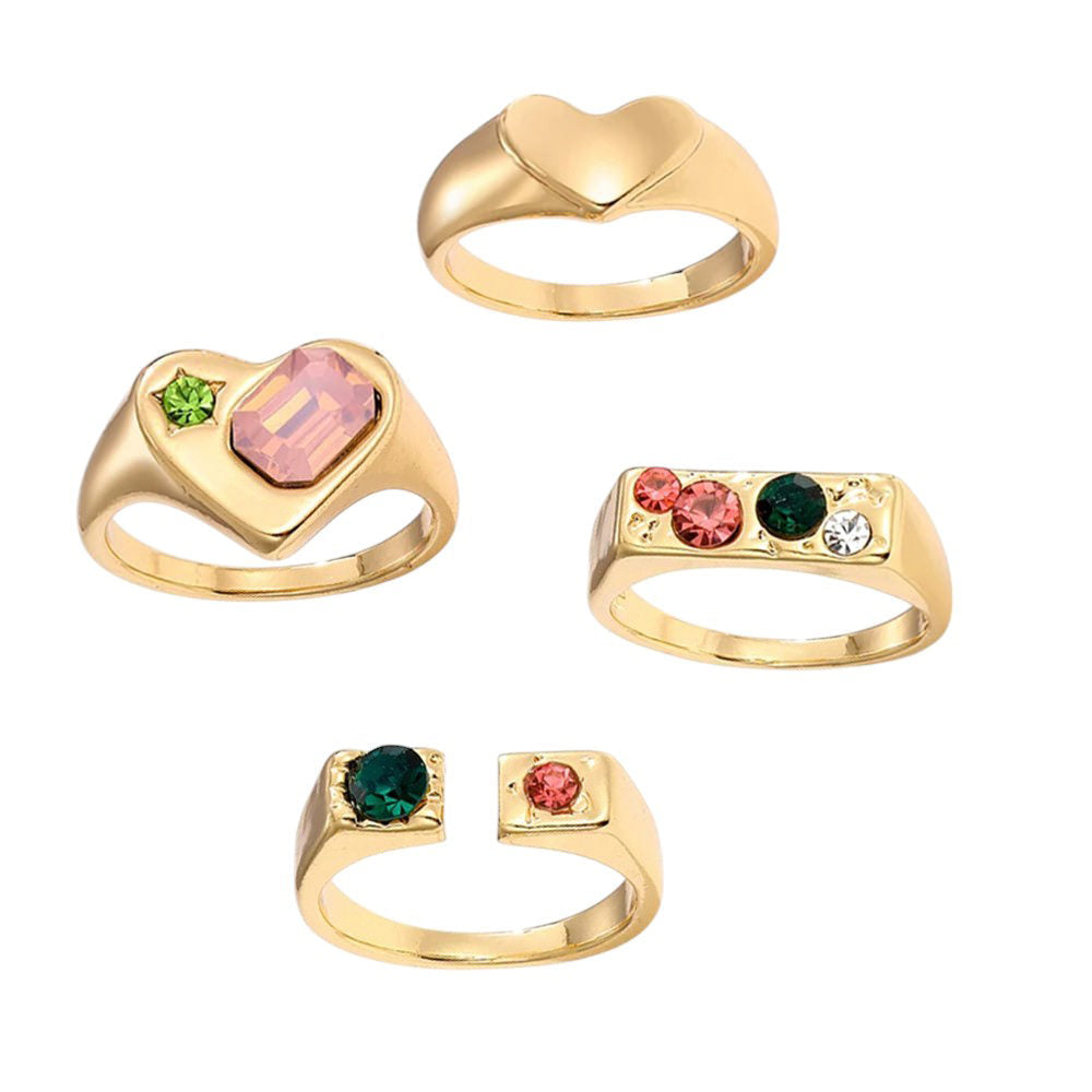 colorful gemstones aesthetic ring set boogzel clothing