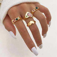 colorful gemstones aesthetic ring set boogzel clothing