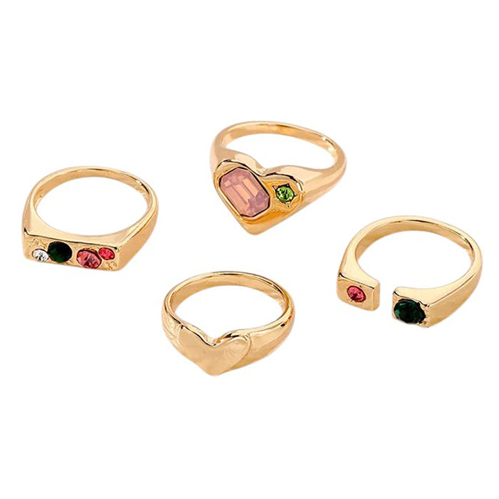 colorful gemstones aesthetic ring set boogzel clothing