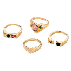 colorful gemstones aesthetic ring set boogzel clothing