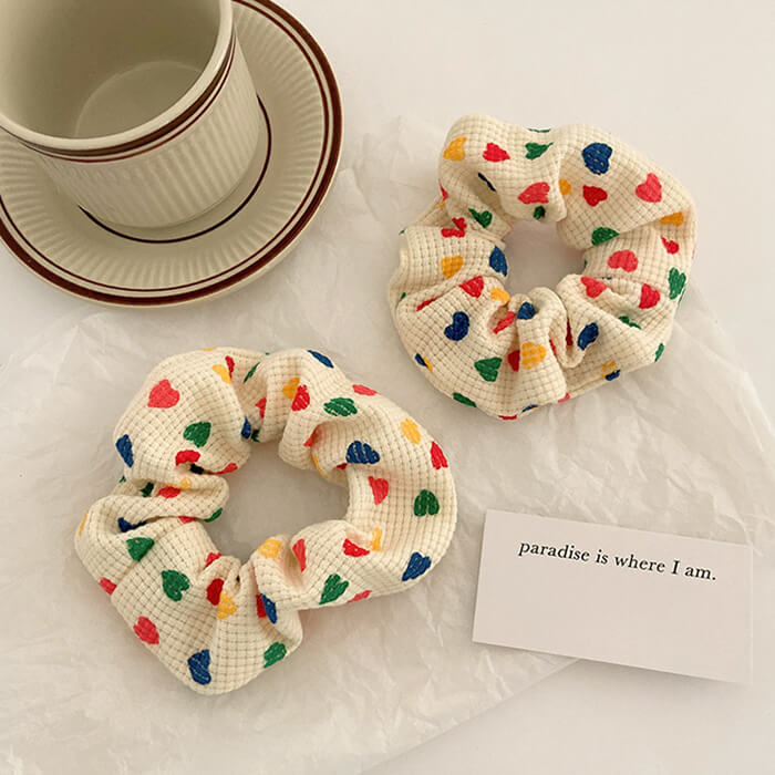 colorful hearts scrunchie boogzel clothing