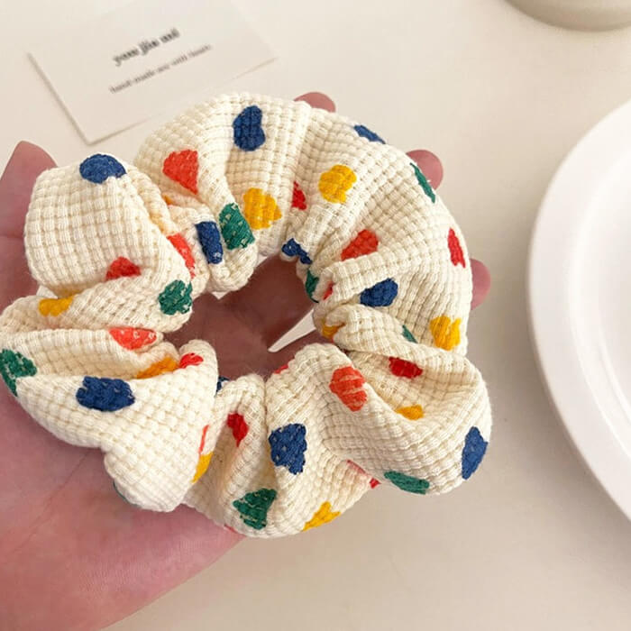 colorful hearts scrunchie boogzel clothing