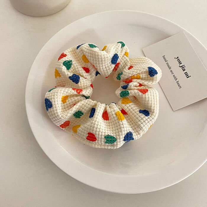 colorful hearts scrunchie boogzel clothing