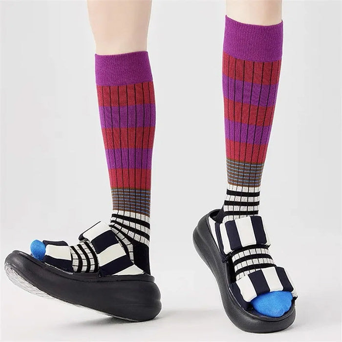 colorful striped high socks boogzel clothing