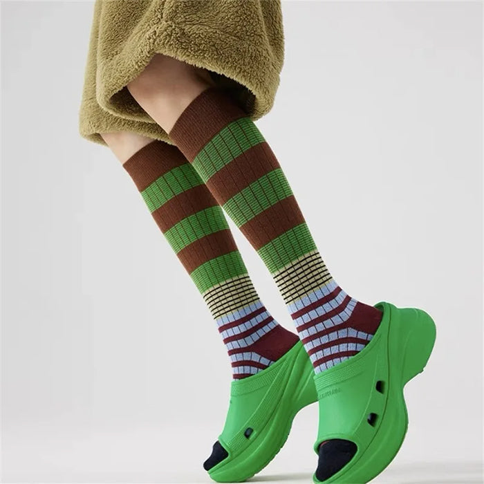 colorful striped high socks boogzel clothing