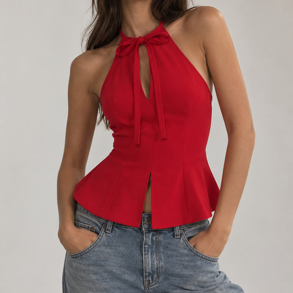 coquette halter peplum top boogzel clothing