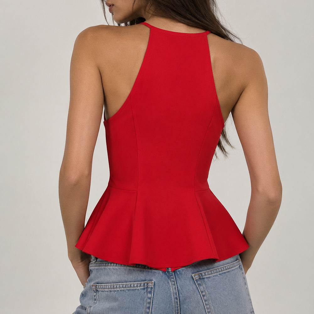 coquette halter peplum top boogzel clothing