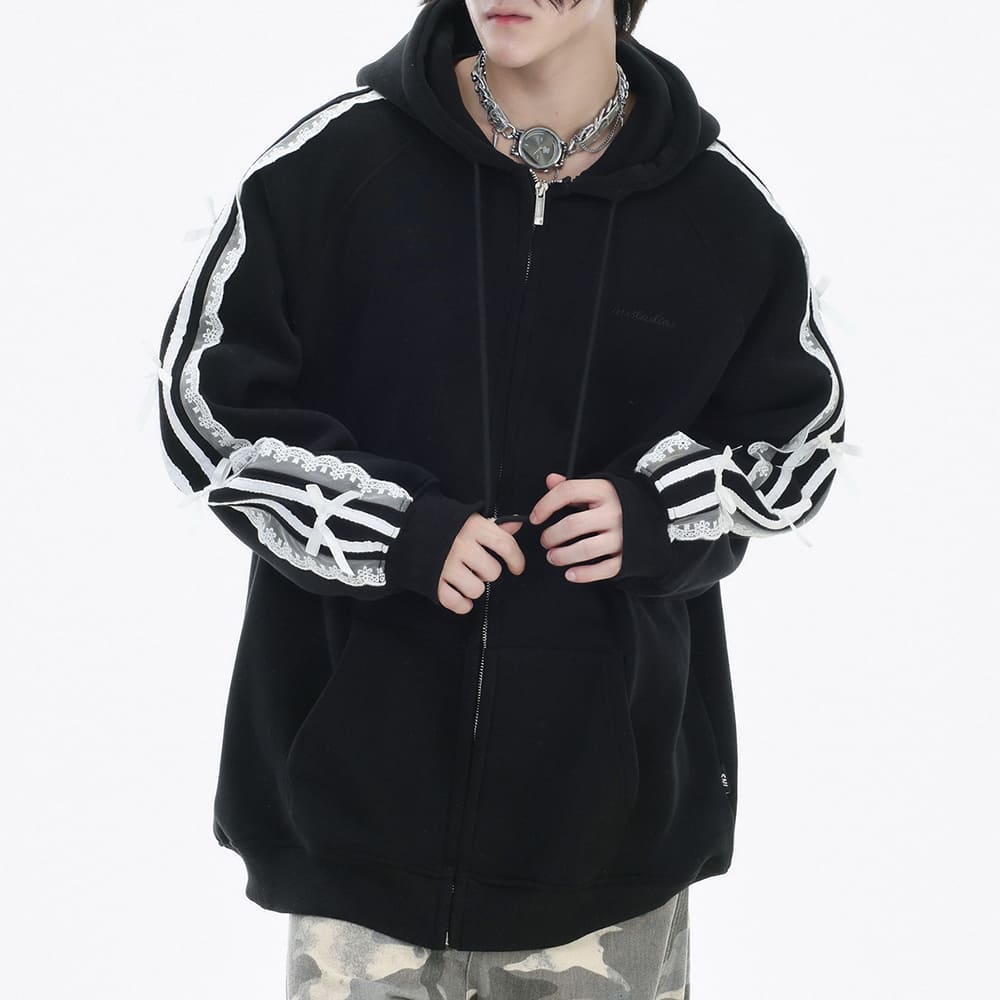 coquette lace sleeve hoodie boogzel clothing