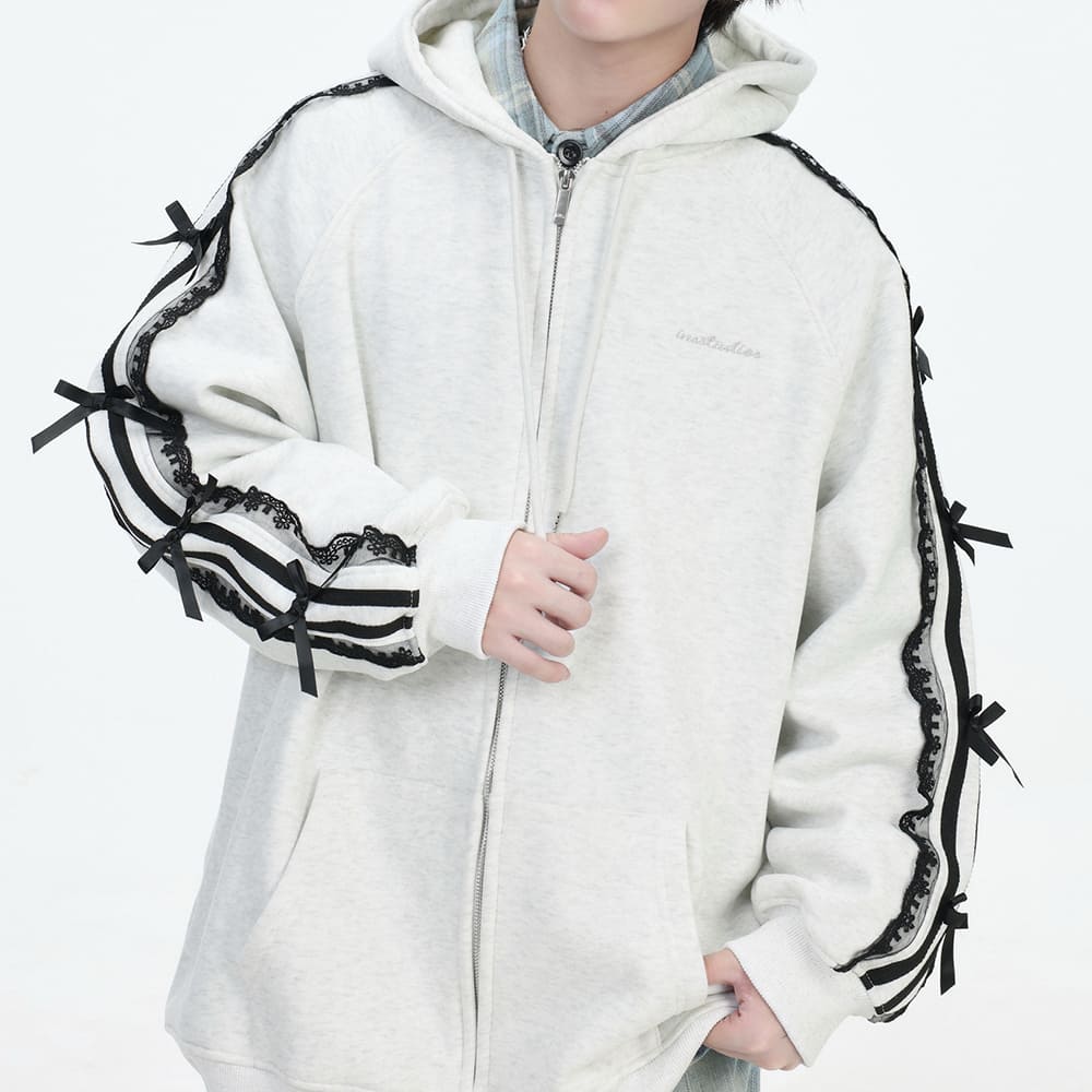 coquette lace sleeve hoodie boogzel clothing