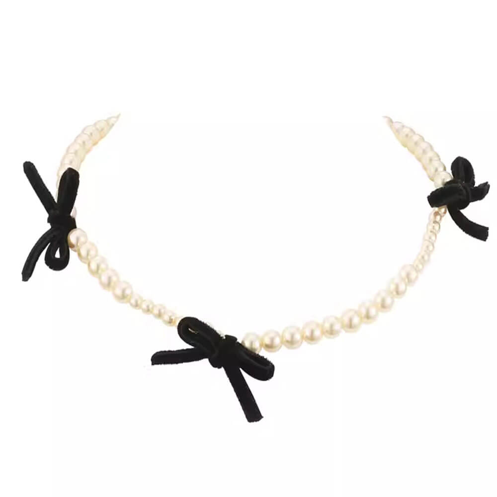 coquette aeshetic pearl bow choker boogzel clothing