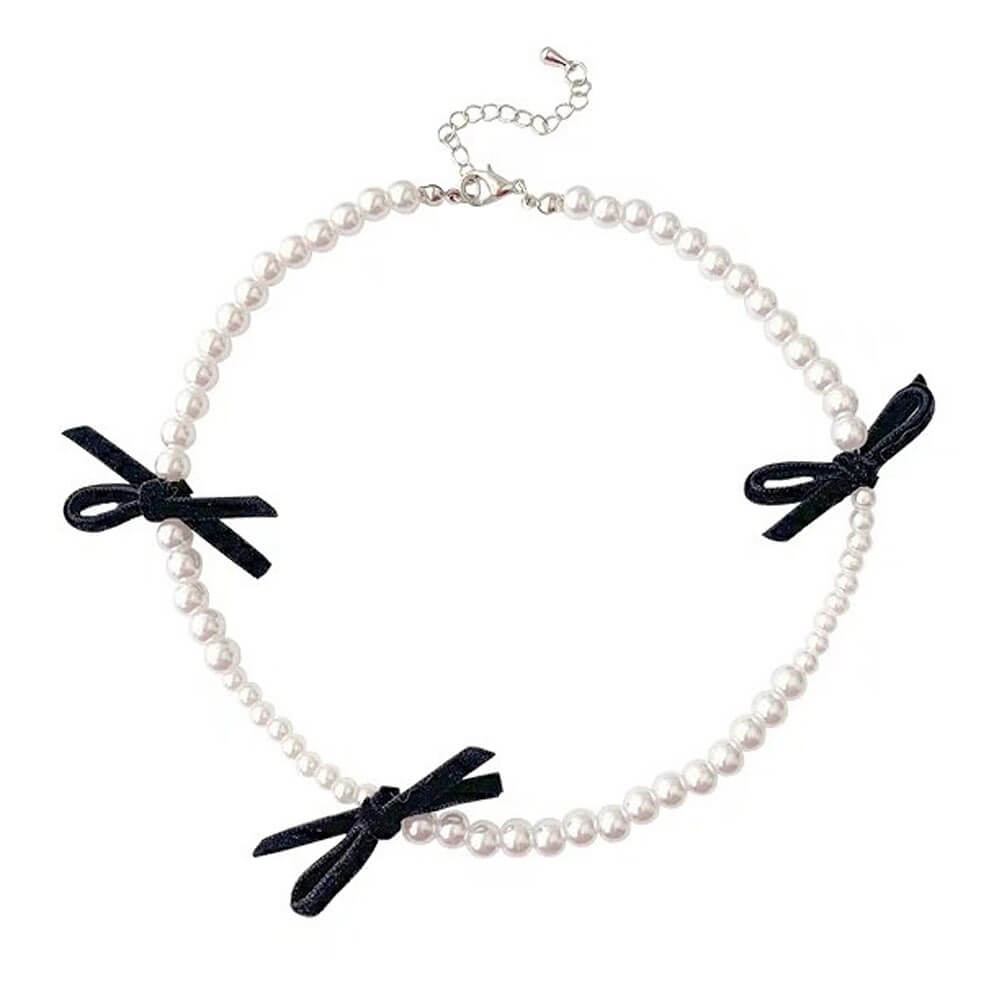coquette aeshetic pearl bow choker boogzel clothing