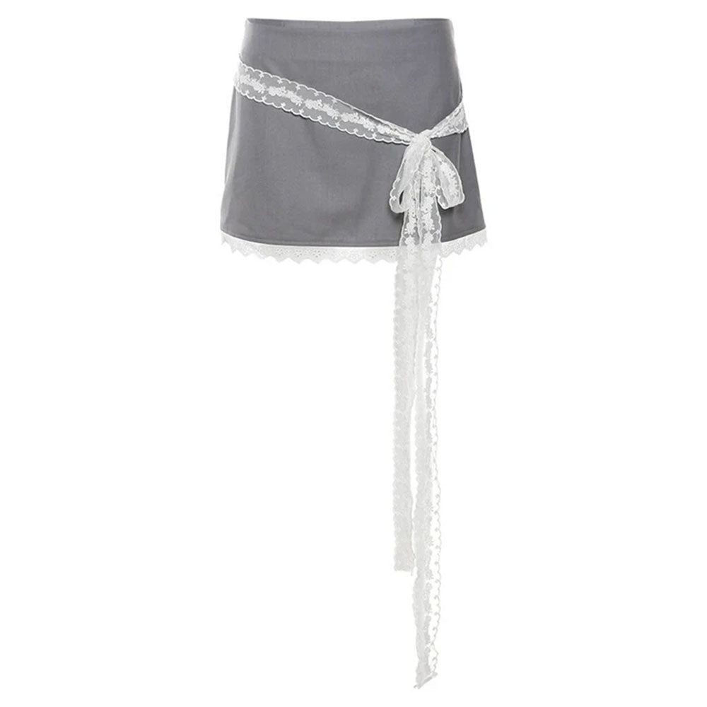 grey lace bow skirt boogzel clothing