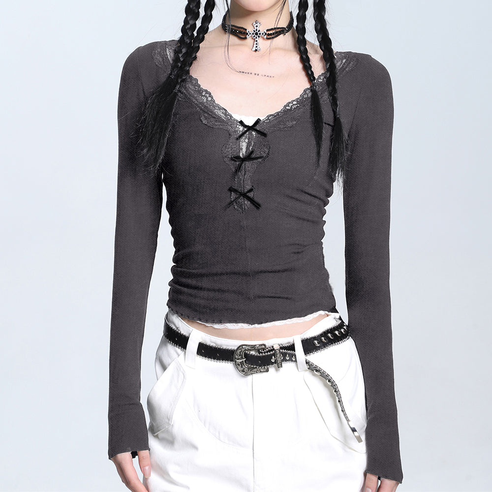 coquette aesthetic v neck top boogzel clothing