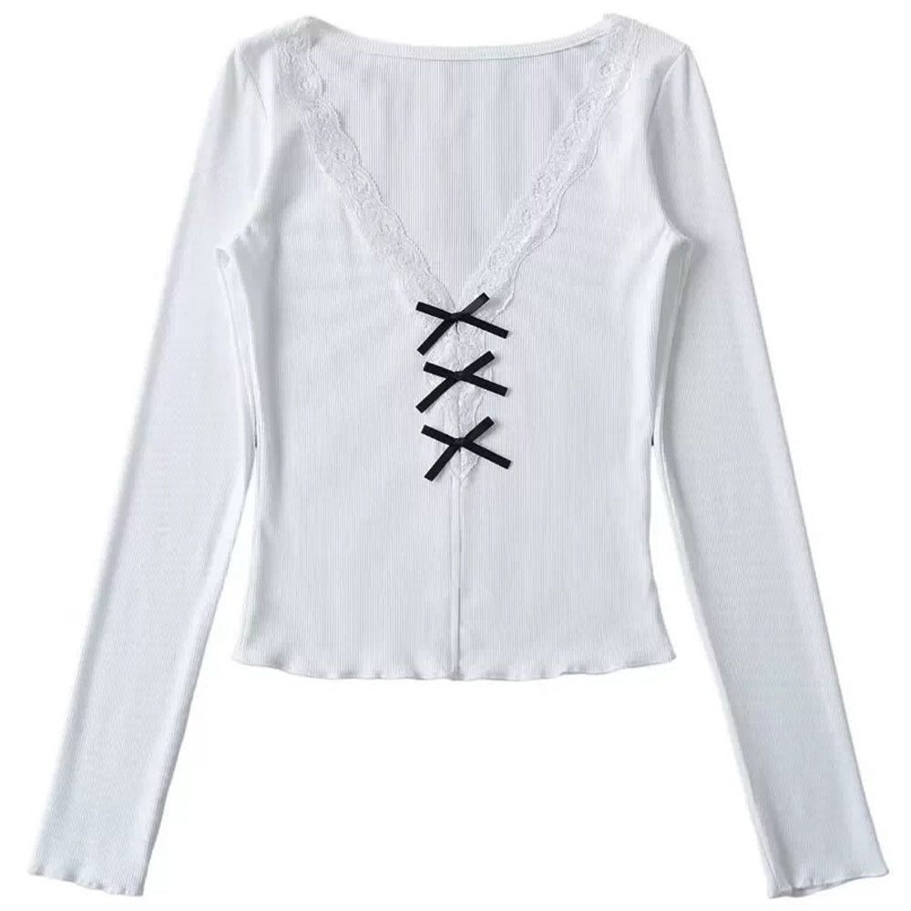 coquette aesthetic v neck top boogzel clothing