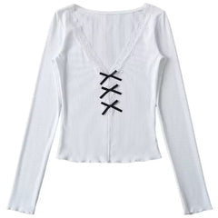 coquette aesthetic v neck top boogzel clothing