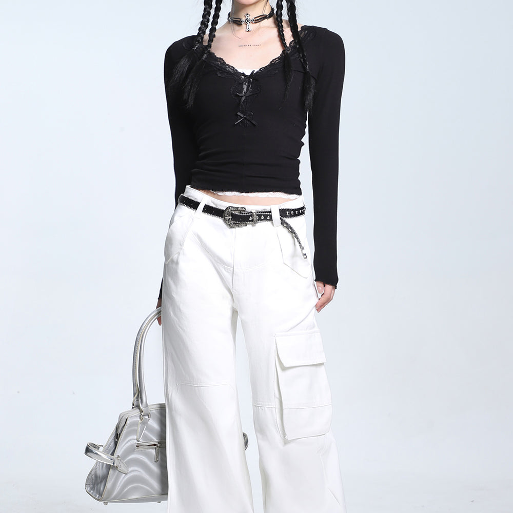 coquette aesthetic v neck top boogzel clothing