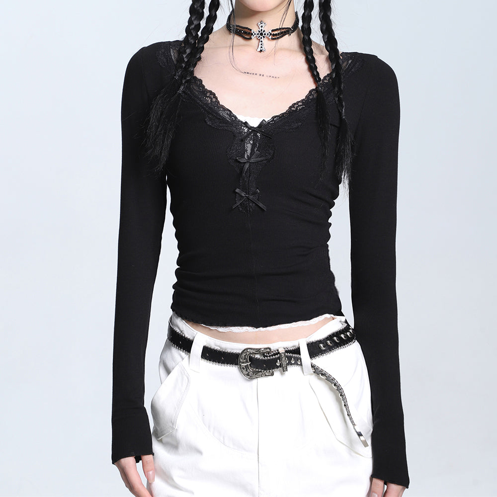 coquette aesthetic v neck top boogzel clothing
