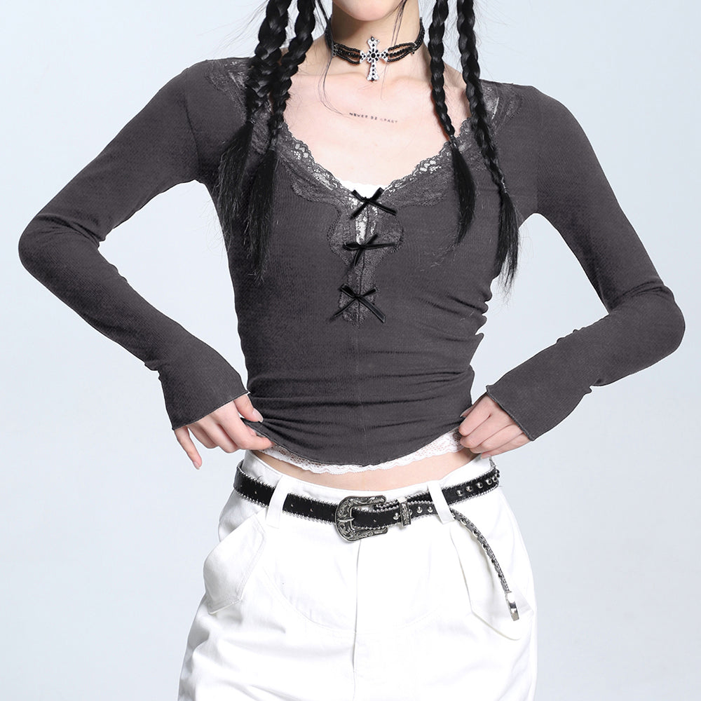 coquette aesthetic v neck top boogzel clothing