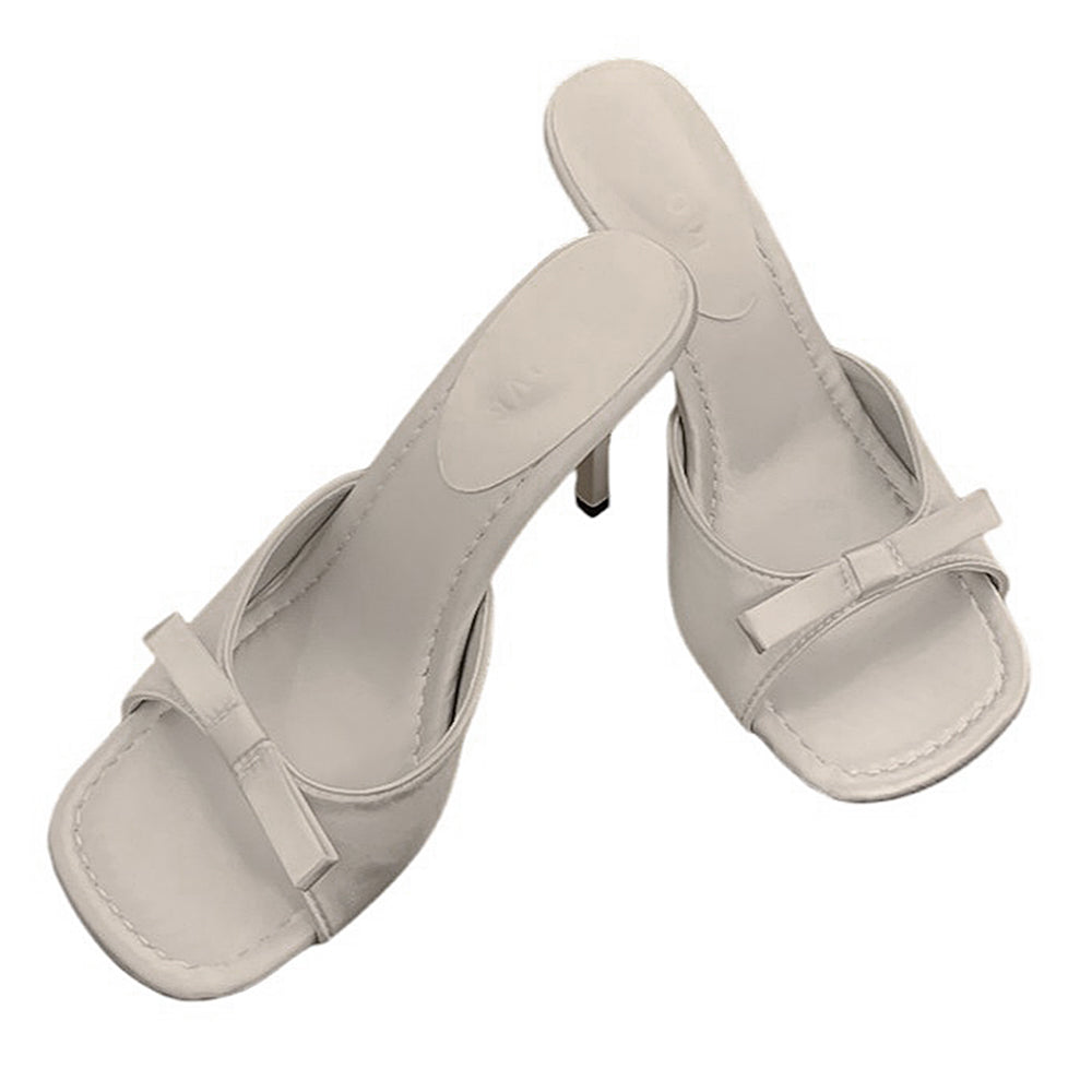 coquette bow heeled mules boogzel clothing