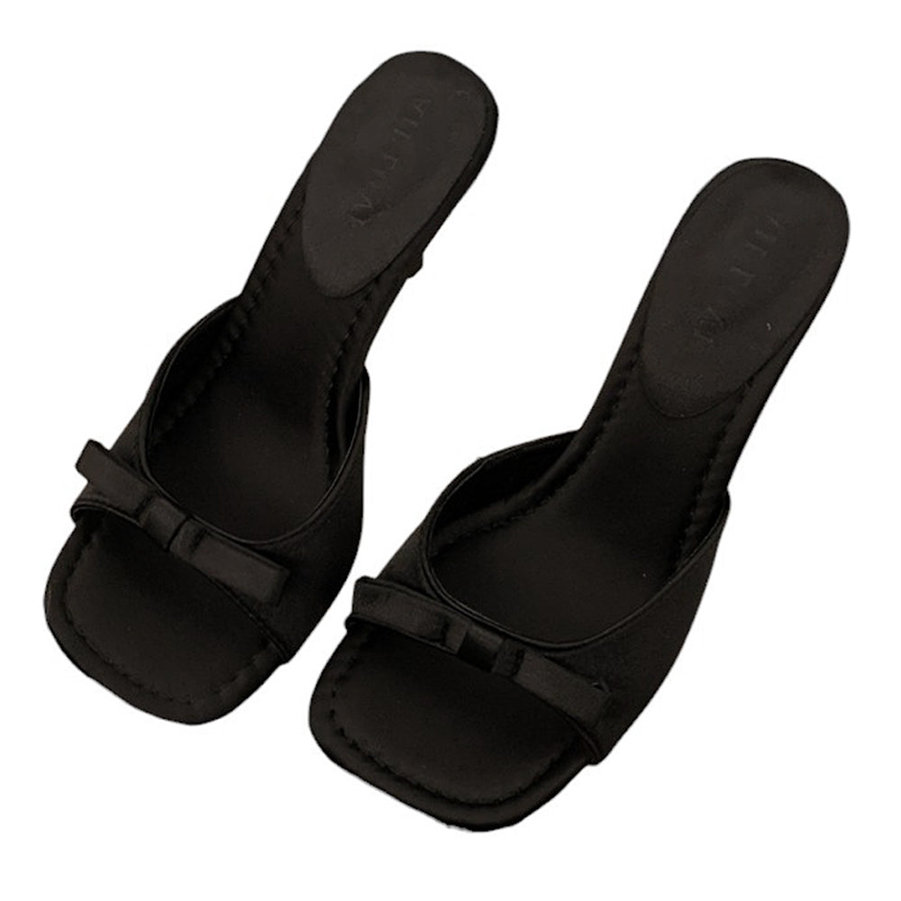 coquette bow heeled mules boogzel clothing