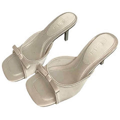 coquette bow heeled mules boogzel clothing