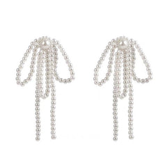 coquette bow pearl tassel earrings boogzel clothing