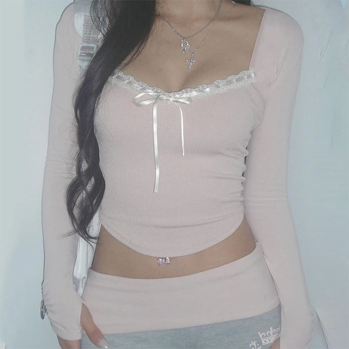 coquette bow pink top boogzel clothing