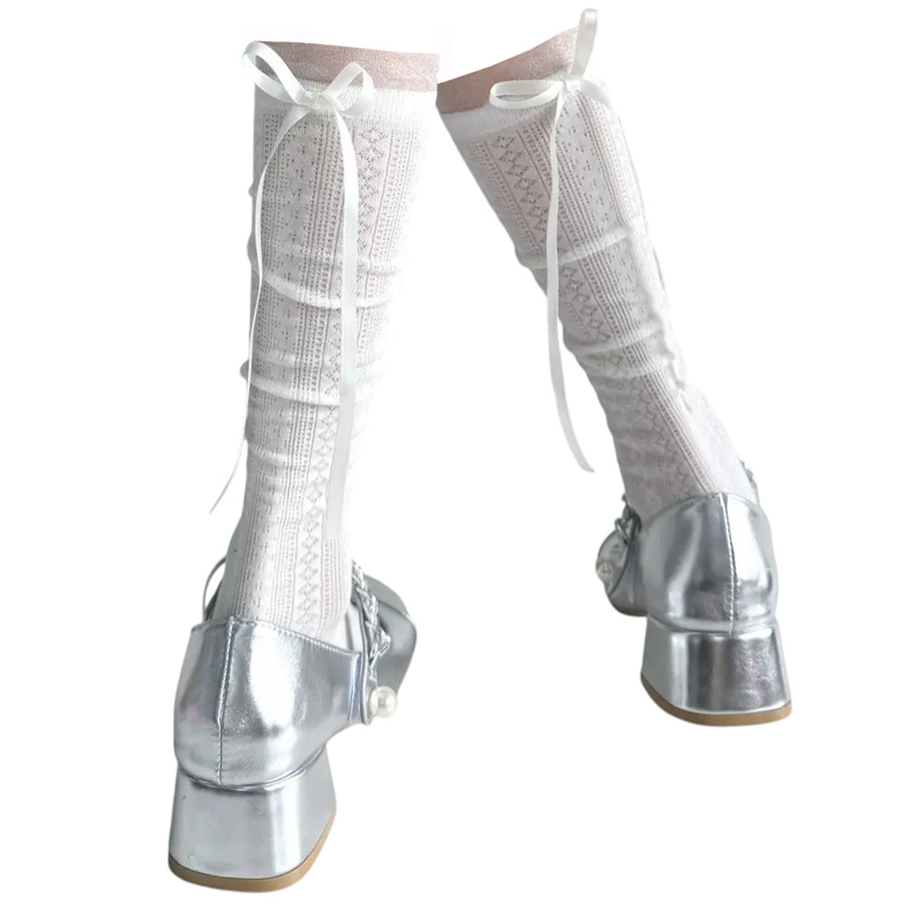 coquette girl ribbon bow socks boogzel clothing