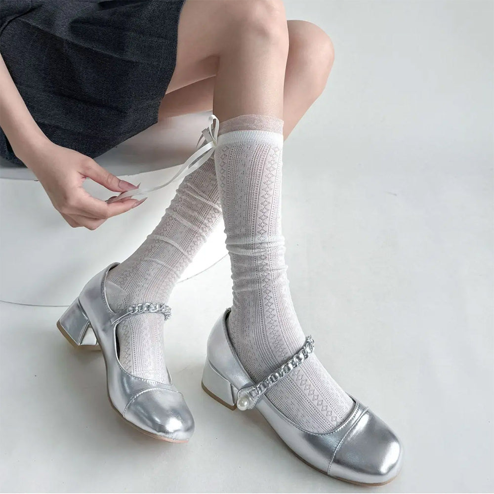 coquette girl ribbon bow socks boogzel clothing