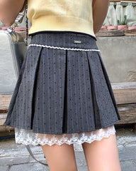 coquette lace bow pleated skirt boogzel clothing