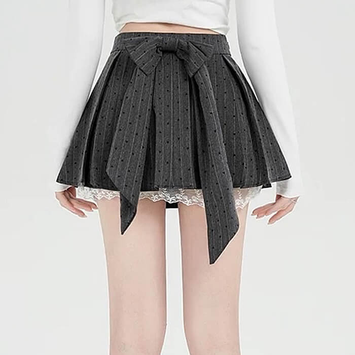 coquette lace bow pleated skirt boogzel clothing