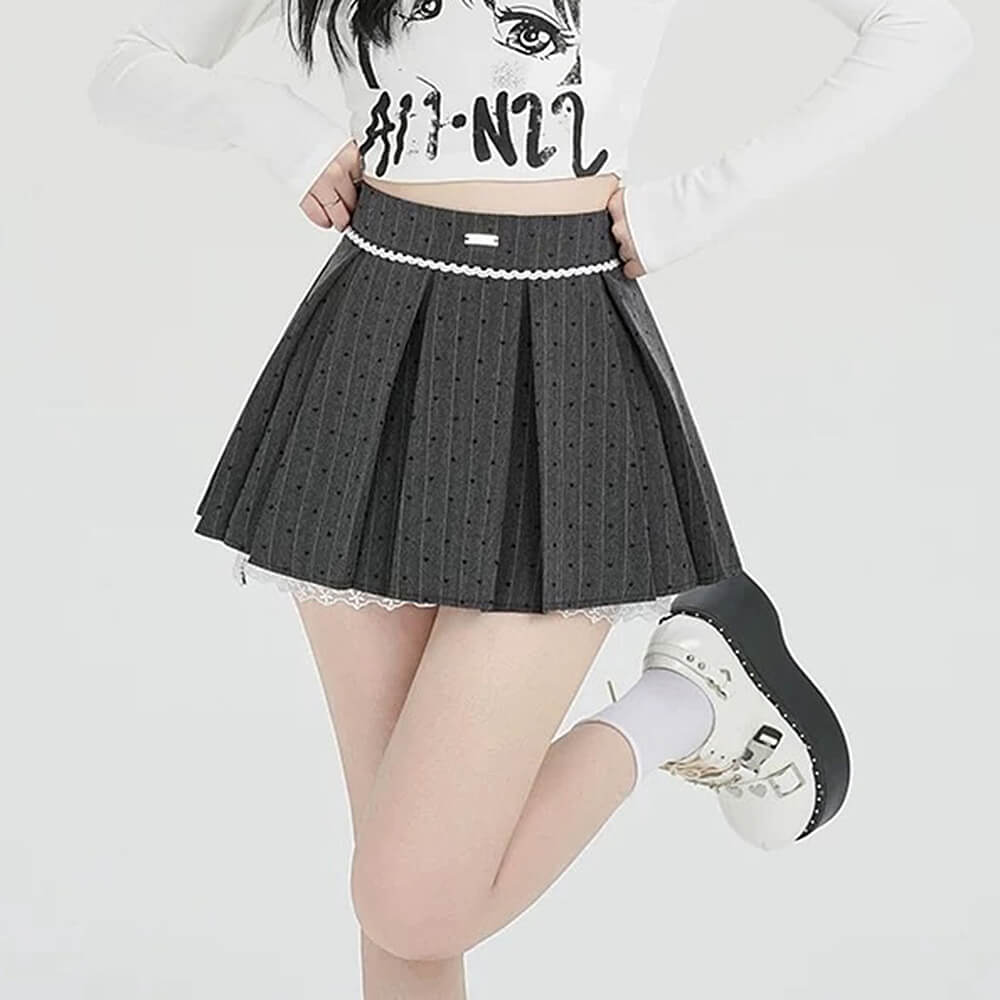 coquette lace bow pleated skirt boogzel clothing