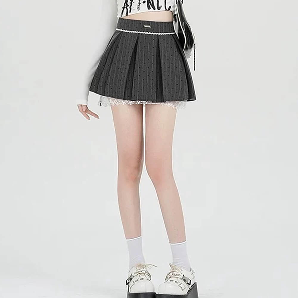 coquette lace bow pleated skirt boogzel clothing