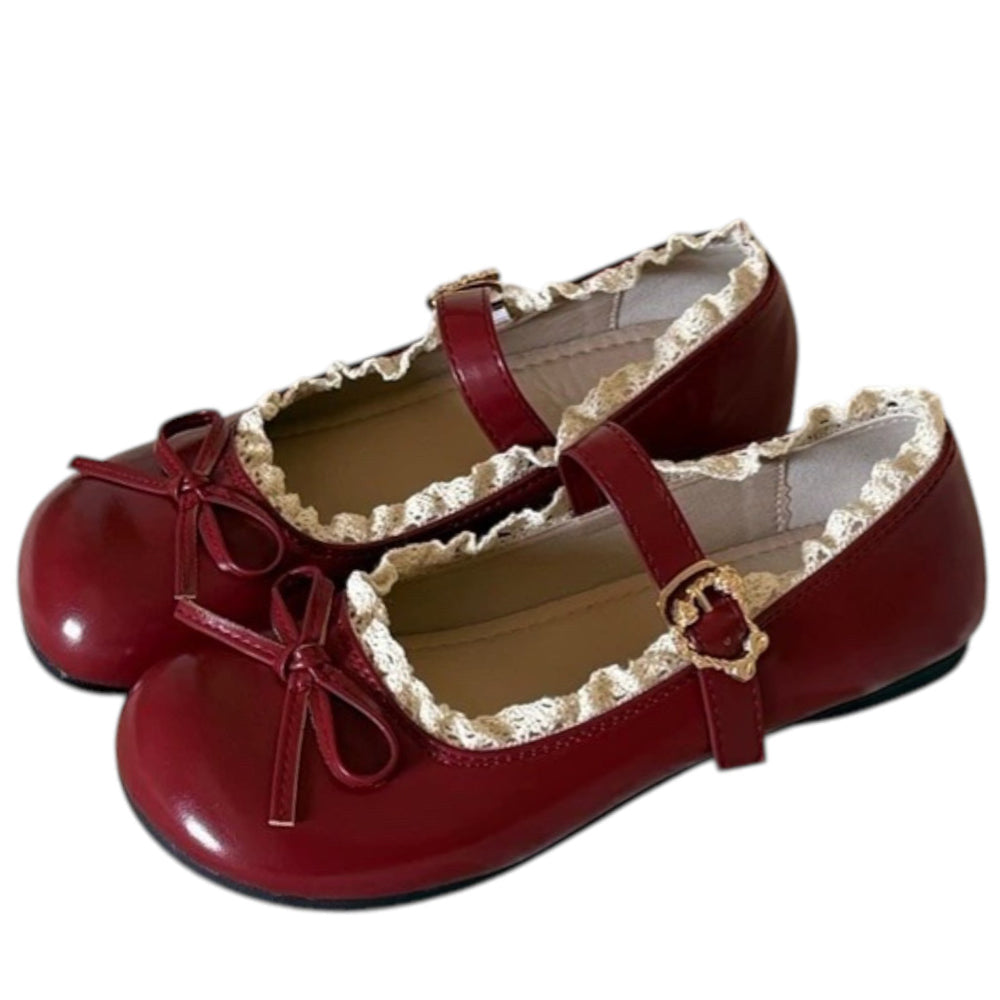 coquette lace trim mary jane flats boogzel clothing