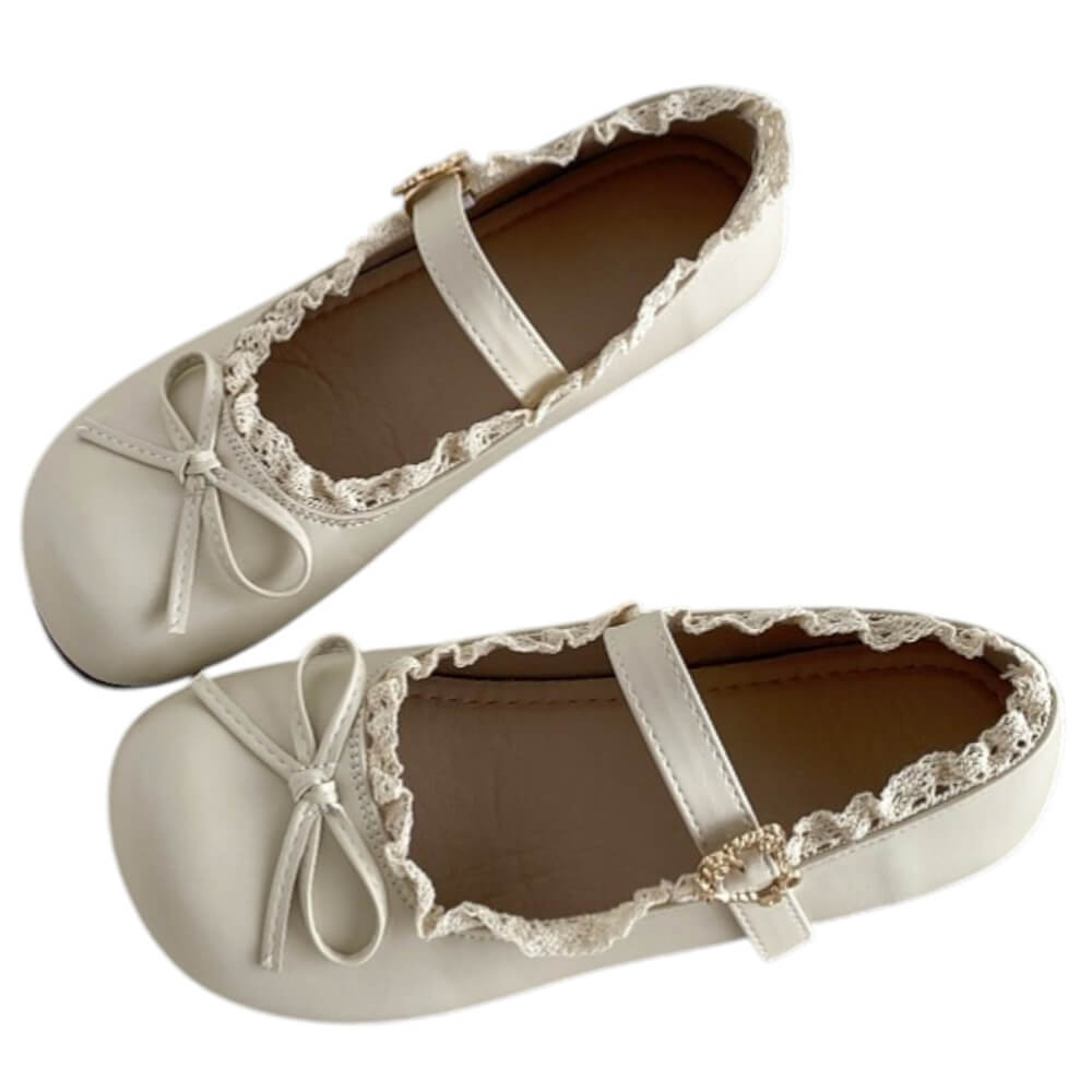 coquette lace trim mary jane flats boogzel clothing