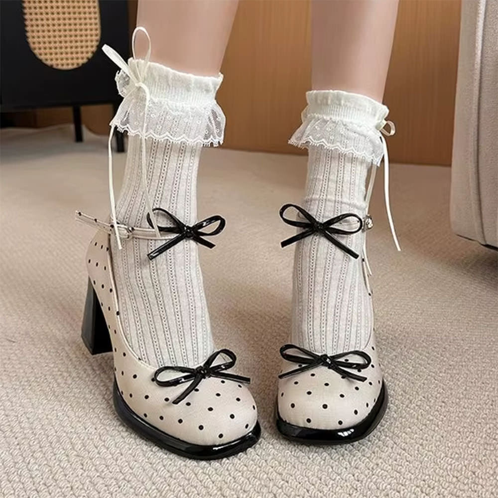 coquette polka dot mary jane heels boogzel clothing