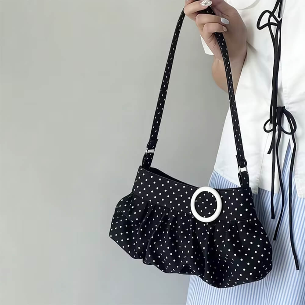 coquette polka dot ruched bag boogzel clothing