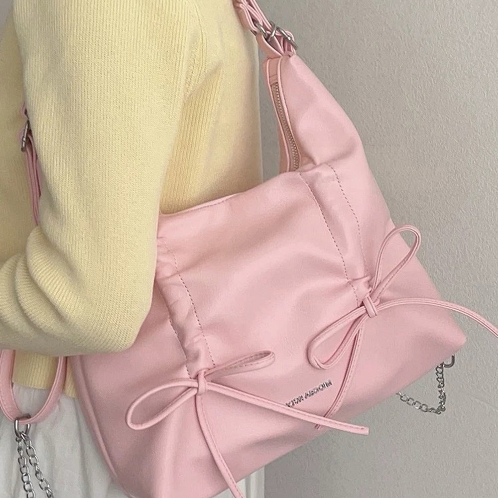 coquette ruched bow shoulder bag boogzel clothing