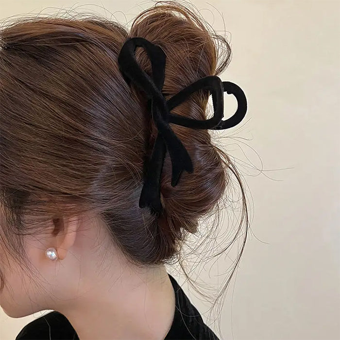 black velvet bow hair claw boogzel clothing