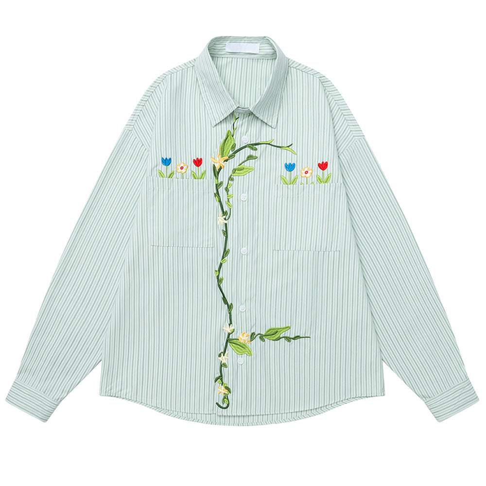 cottage floral embroidered button up shirt boogzel clothing