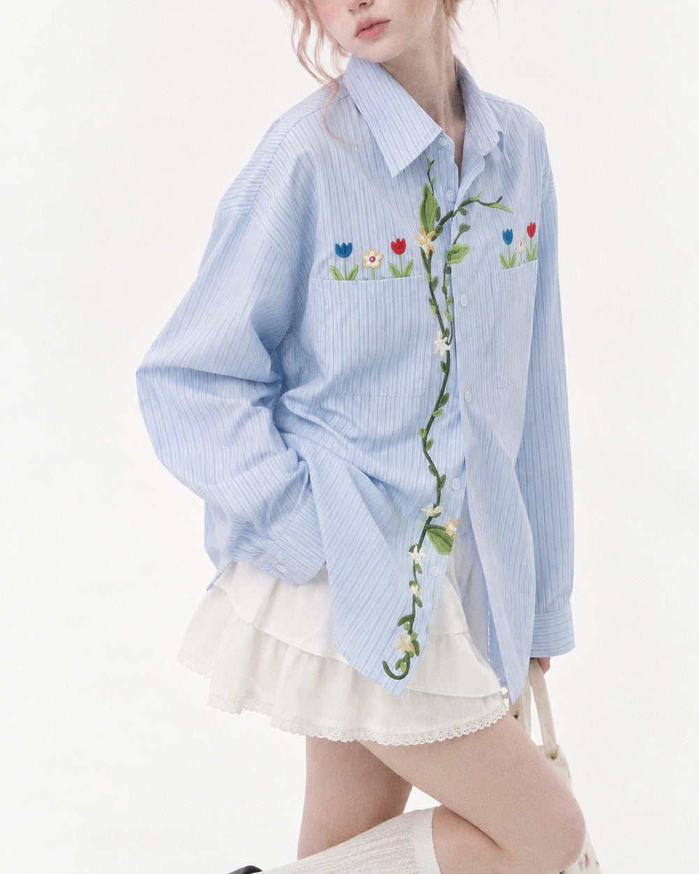 cottage floral embroidered button up shirt boogzel clothing