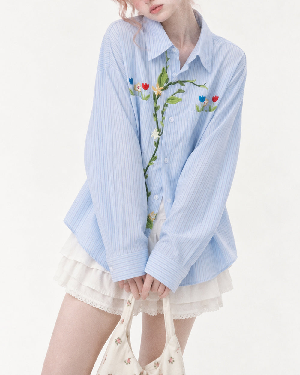 cottage floral embroidered button up shirt boogzel clothing