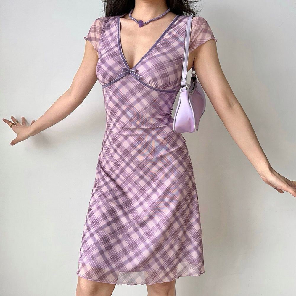 cottage summer plaid mini dress boogzel clothing