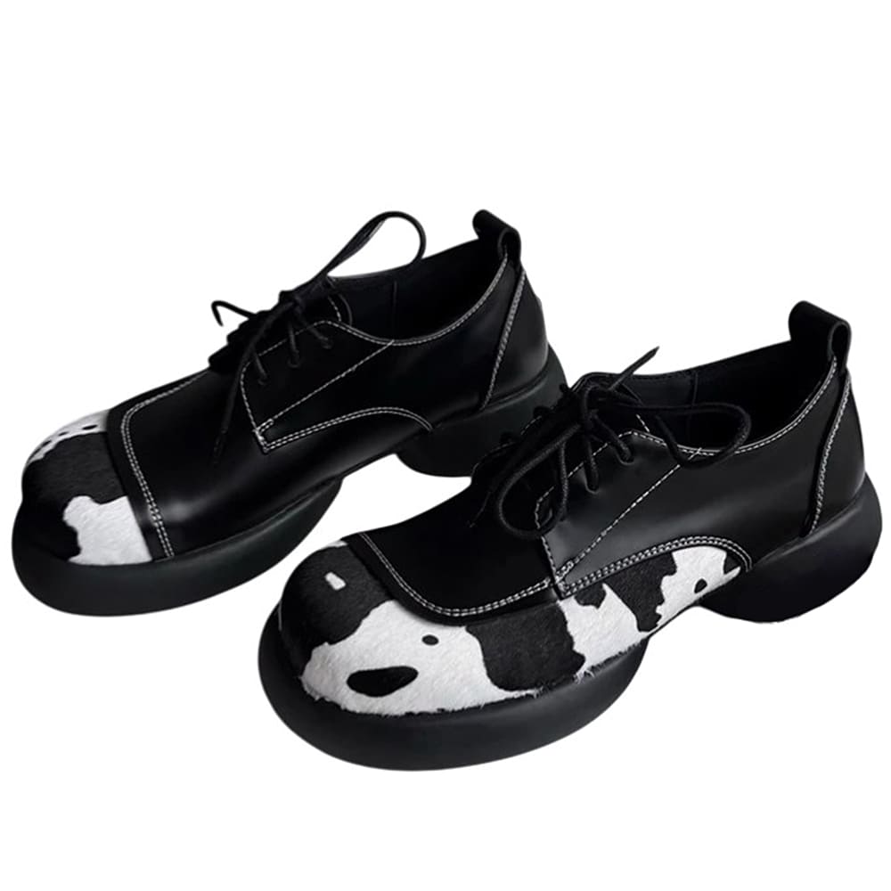 cow print oxford boots boogzel clothing