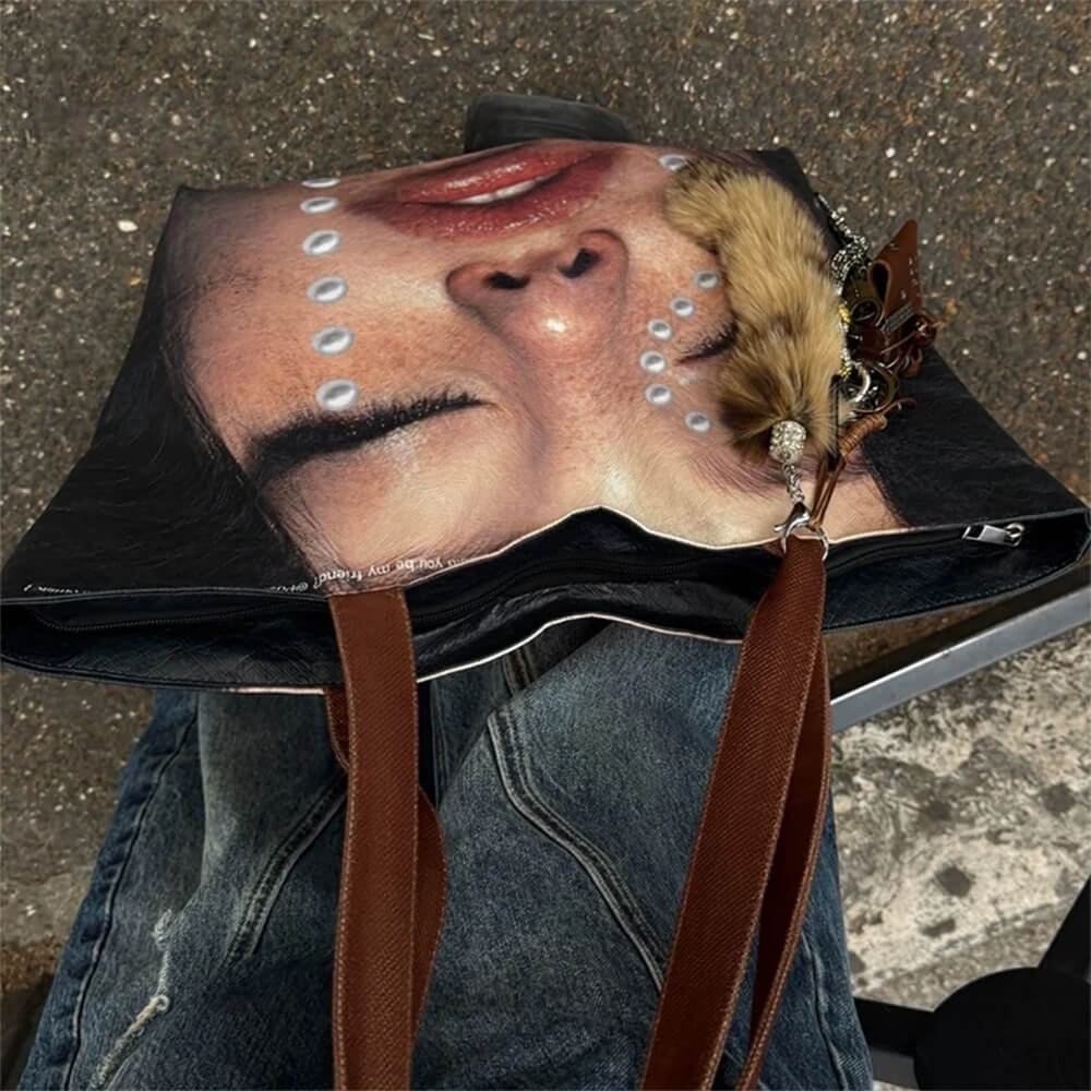 crying face pearls tote bag boogzel clothing