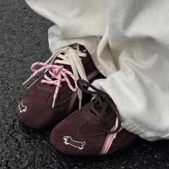 cute dachshund embroidery sneakers boogzel clothing