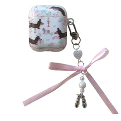 cute dachshunds airpods case with bow charm boogzel clothing
