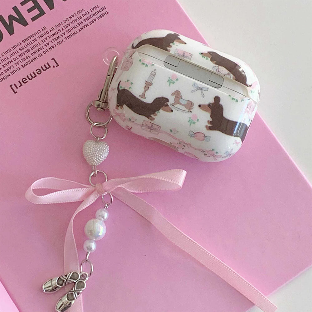 cute dachshunds airpods case with bow charm boogzel clothing